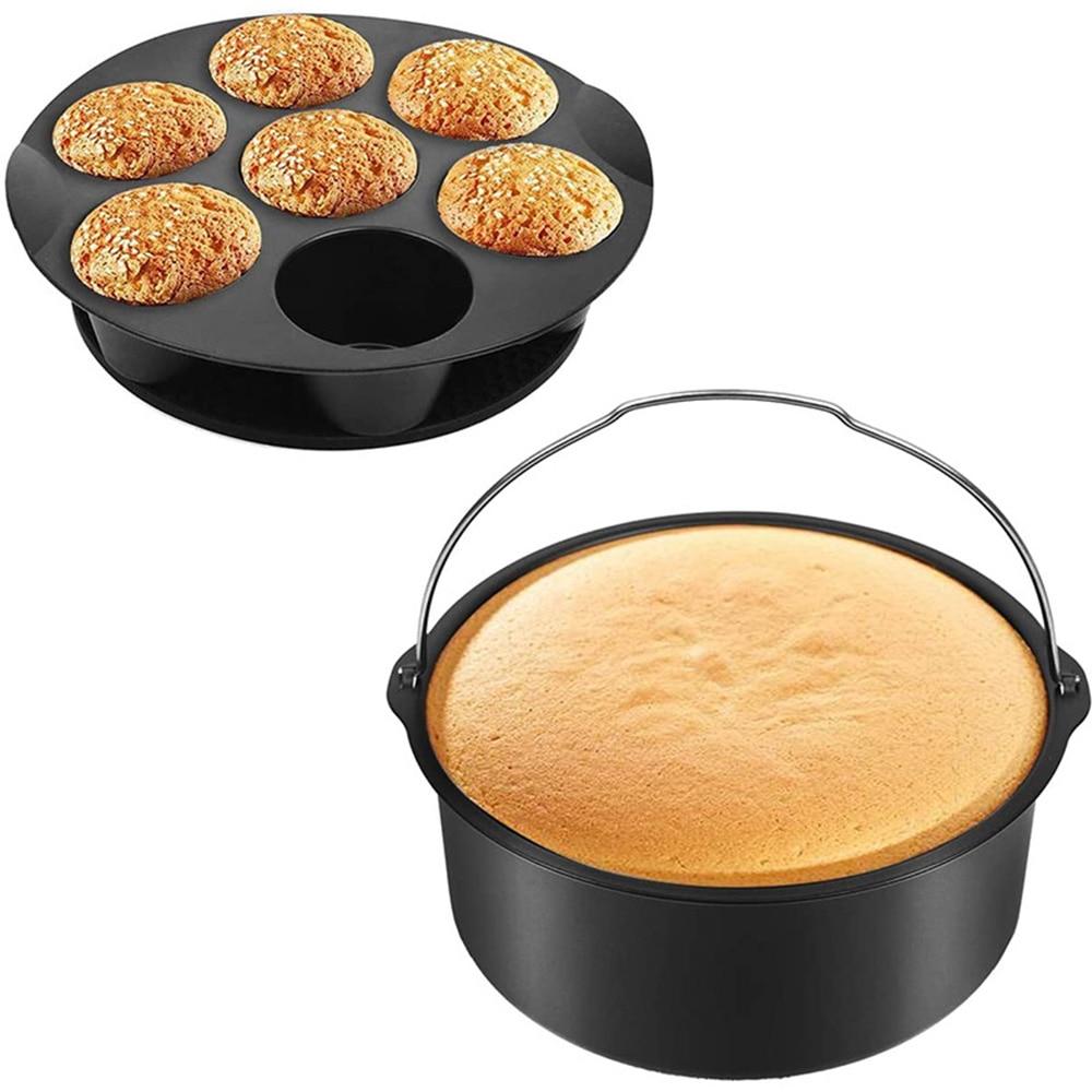 12pcs Air Fryer Accessories 7 Inch Kitchen Cooking Tool Baking Basket Pizza Plate Grill Pot Basket Grill Is Suitable For 7inch