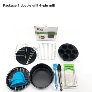 12pcs Air Fryer Accessories 7 Inch Kitchen Cooking Tool Baking Basket Pizza Plate Grill Pot Basket Grill Is Suitable For 7inch