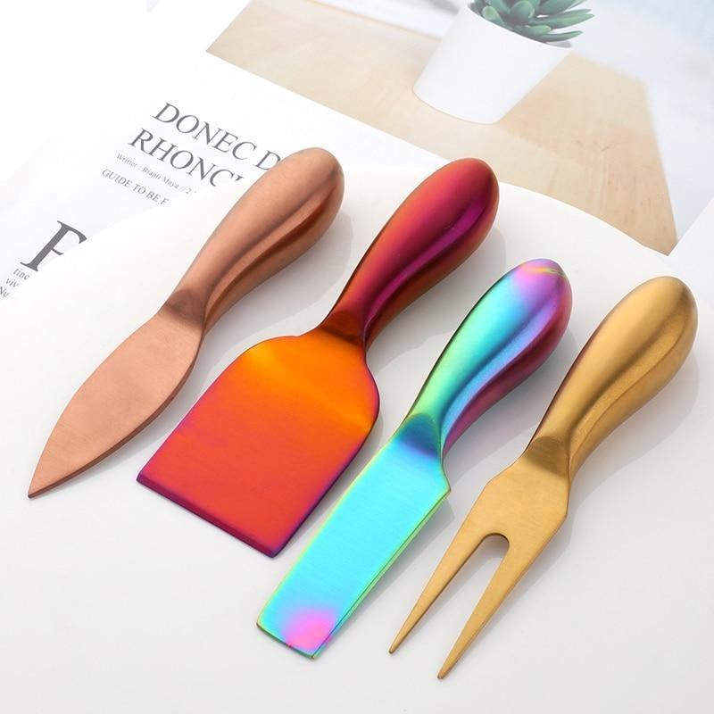 4pcst Cheese Tool Gold Cheese Slicer Cutter Knife Creative Cheese Graters Kitchen Tools Cake Spatula Butter Knife cheese set