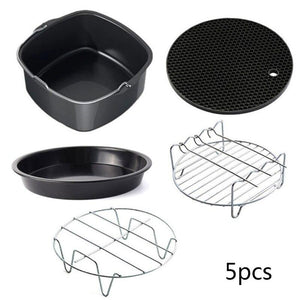 5 Pcs 6\&quot; Square Air Fryer Cake Bucket Baking Pan Accessories Home Kitchen Bar L5YE