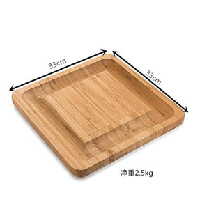 Bamboo Cheese Board with Cutlery Wood Charcuterie Platter Serving Meat Board with Slide-Out Drawer with 4 knife A9269