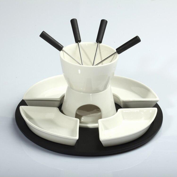 Ceramic fondue serving set for cheese  chocolate  icecream diy fondue