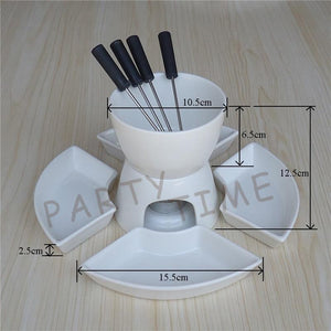 Ceramic fondue serving set for cheese  chocolate  icecream diy fondue