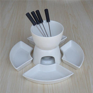 Ceramic fondue serving set for cheese  chocolate  icecream diy fondue