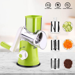 Manual  Mandoline Cutter Multifunctional Rotary Potato Cheese Slicer Grain Grinding Grinder Kitchen Tool 3 Blades