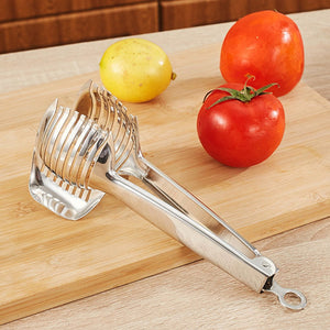 Kitchen Cutting Aid Gadgets Tool Lemon Cutter Multipurpose Handheld Round Fruit Tongs Stainless Steel Onion Holder Easy Slicing