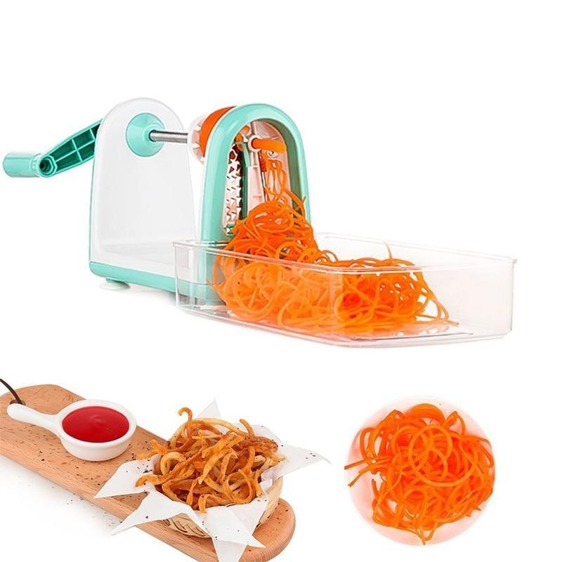 Spiral  Slicer with 5 Stainless Steel Blades Kitchen  Spiral Slicer with Food Container LK0823B