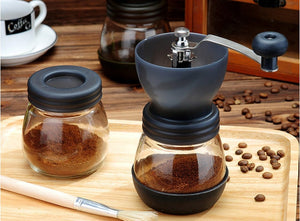 Manual Ceramic Burr Coffee Bean Grinder with Fortified Glass Storage Jar Durable Cafe Bean Mill Coffee Maker Kitchen Tools SP521