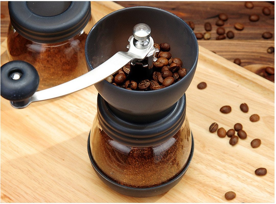 Manual Ceramic Burr Coffee Bean Grinder with Fortified Glass Storage Jar Durable Cafe Bean Mill Coffee Maker Kitchen Tools SP521