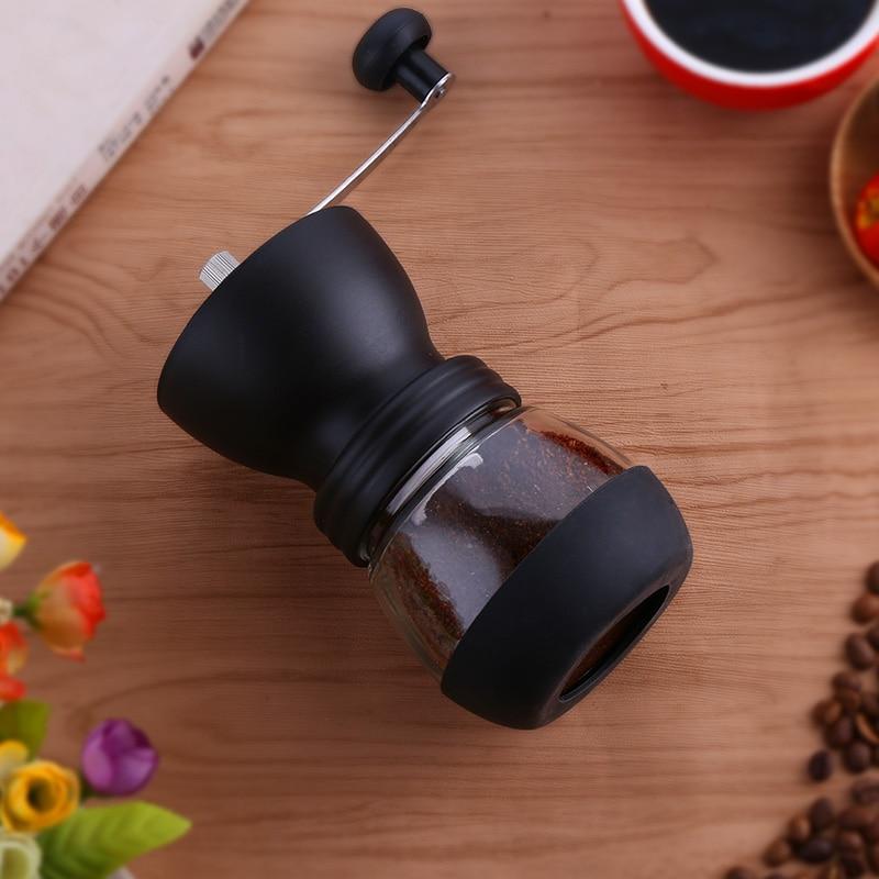 Manual Ceramic Burr Coffee Bean Grinder with Fortified Glass Storage Jar Durable Cafe Bean Mill Coffee Maker Kitchen Tools SP521