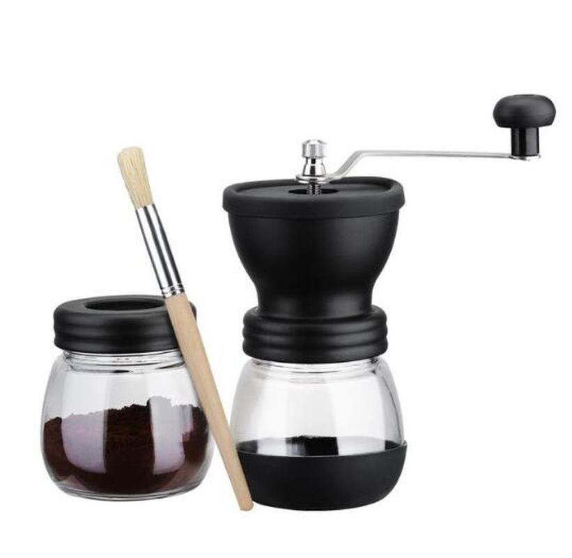 Manual Ceramic Burr Coffee Bean Grinder with Fortified Glass Storage Jar Durable Cafe Bean Mill Coffee Maker Kitchen Tools SP521