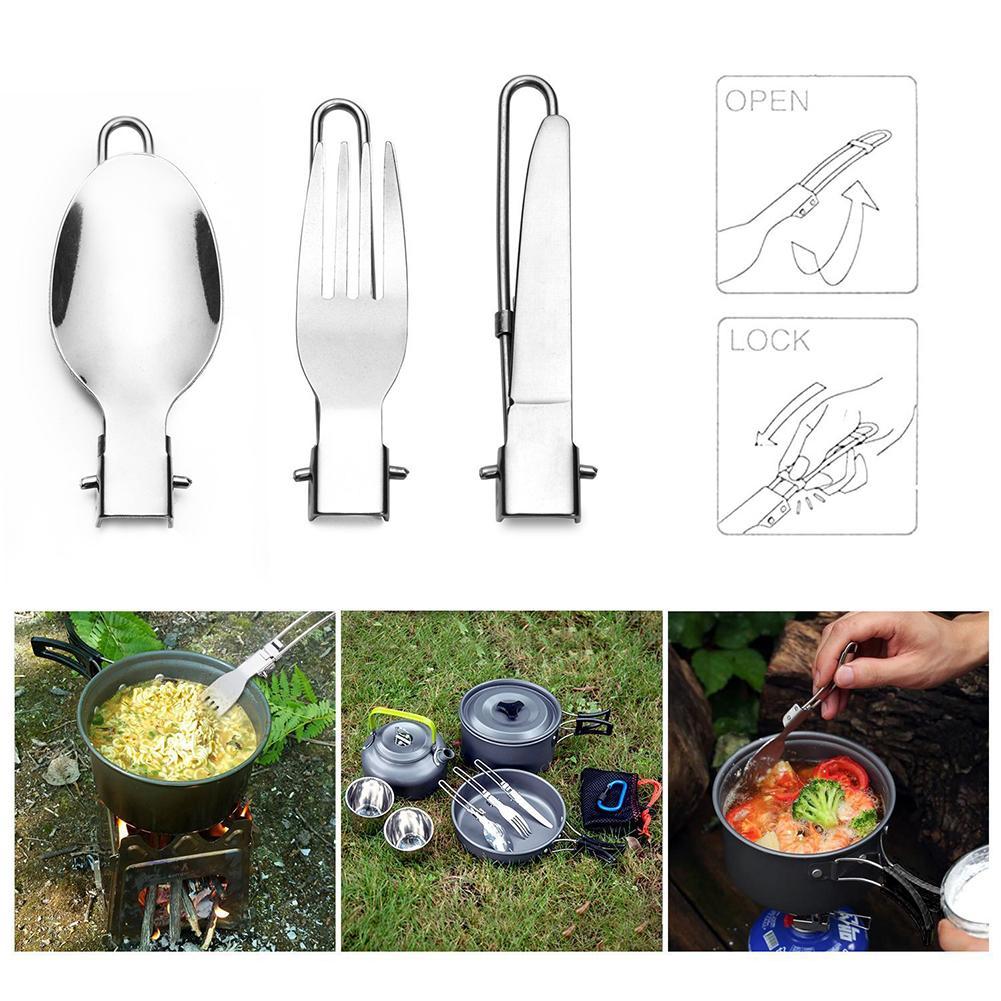 Portable Outdoor kitchen cooking pot Camping Hiking Picnic Teapot Pot Set Cookware Mess Kit Carabiner Camping Cookware Stove