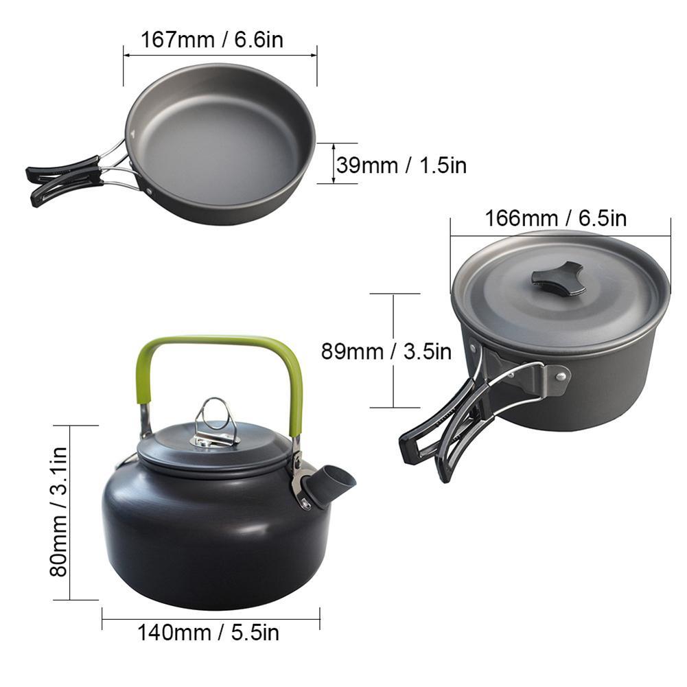 Portable Outdoor kitchen cooking pot Camping Hiking Picnic Teapot Pot Set Cookware Mess Kit Carabiner Camping Cookware Stove