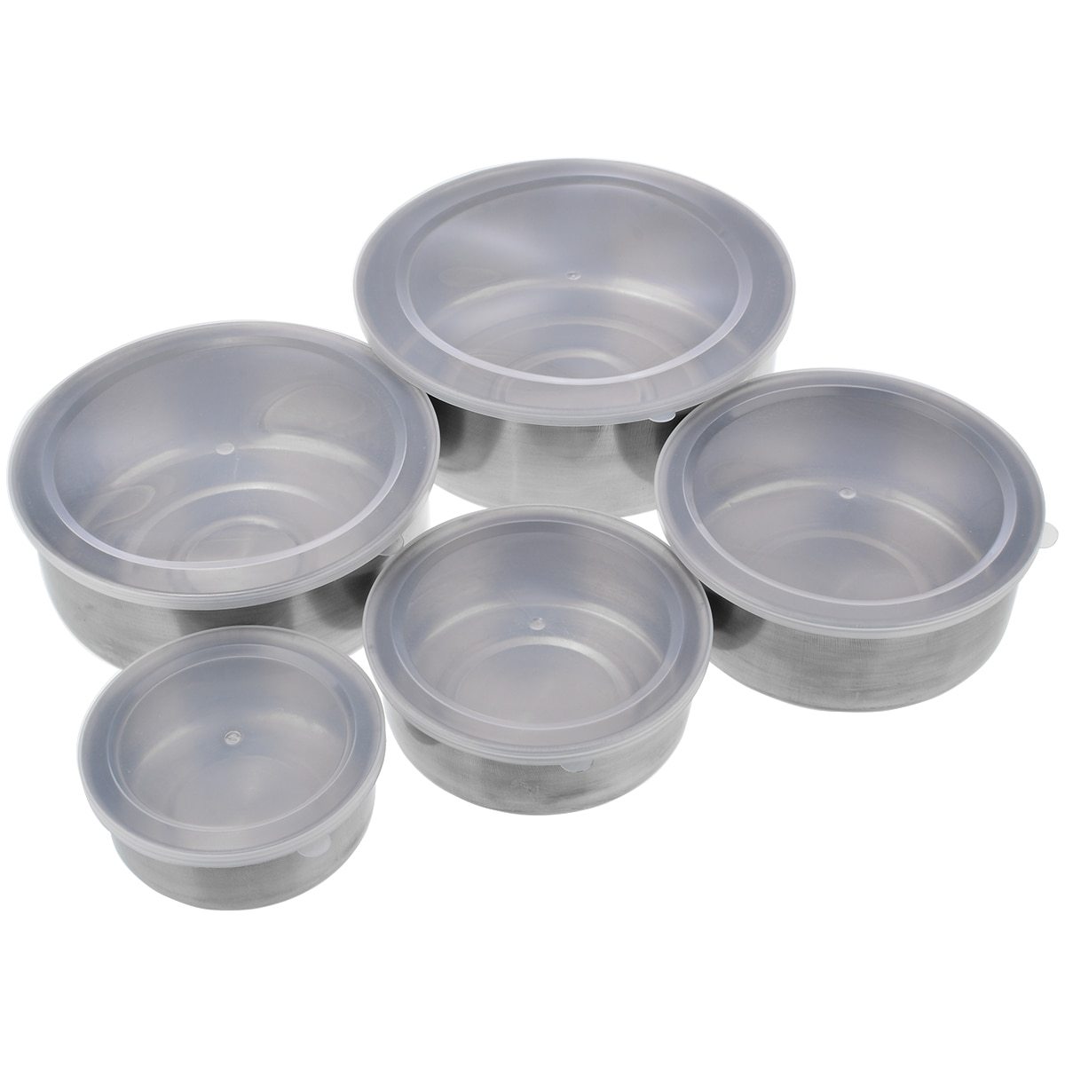 Quality 5pcs/set Stainless Steel Mixing Bowls 10/12/14/16/18cm Lunch Boxes + Clear Plastic Sealing Lids Portable Kitchen Utensil