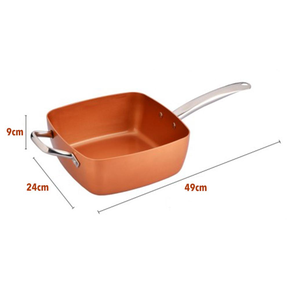 Red Copper Square Pot Set Non-stick Ceramic Frying Pan With Lid Steamer Soup Pot Kitchen Roasting Stewing Cookware