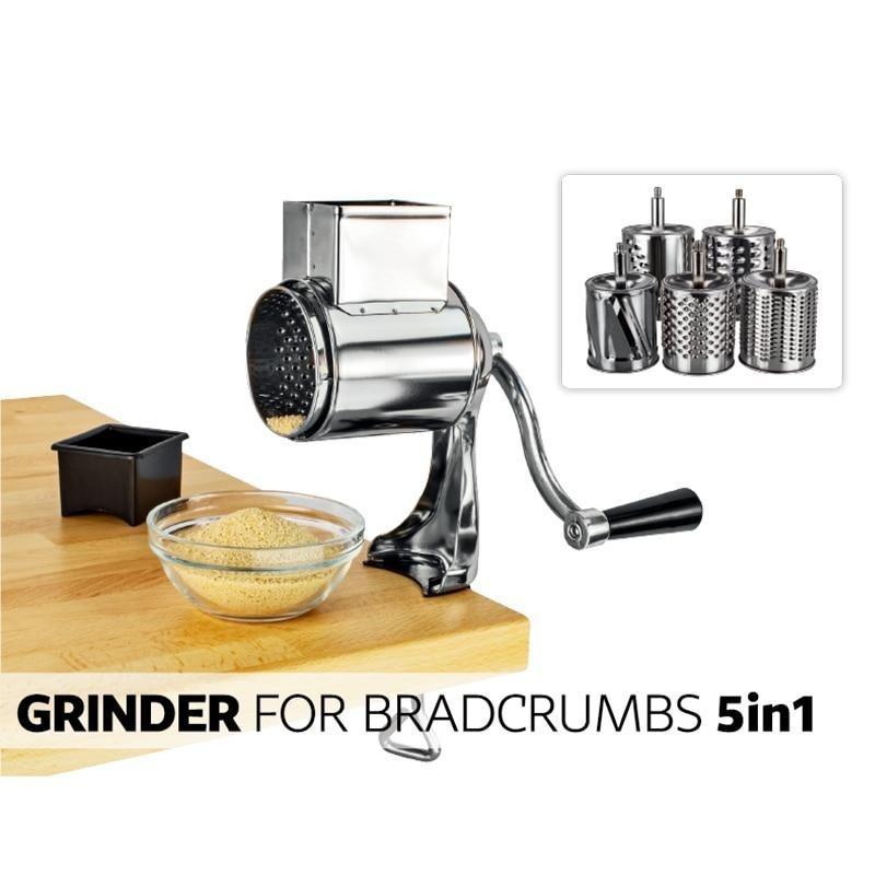 Rotary Grater Food Mills Nut Grinder With 5 Drum Blade for Cheese Grating and Nuts Grinding Vegetable Shredding Fruits Slicer