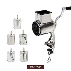 Rotary Grater Food Mills Nut Grinder With 5 Drum Blade for Cheese Grating and Nuts Grinding Vegetable Shredding Fruits Slicer