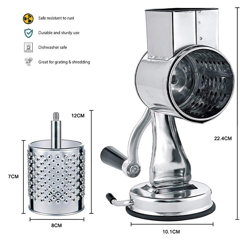 Rotary Grater Food Mills Nut Grinder With 5 Drum Blade for Cheese Grating and Nuts Grinding Vegetable Shredding Fruits Slicer