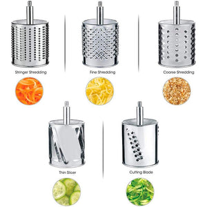 Rotary Grater Food Mills Nut Grinder With 5 Drum Blade for Cheese Grating and Nuts Grinding Vegetable Shredding Fruits Slicer