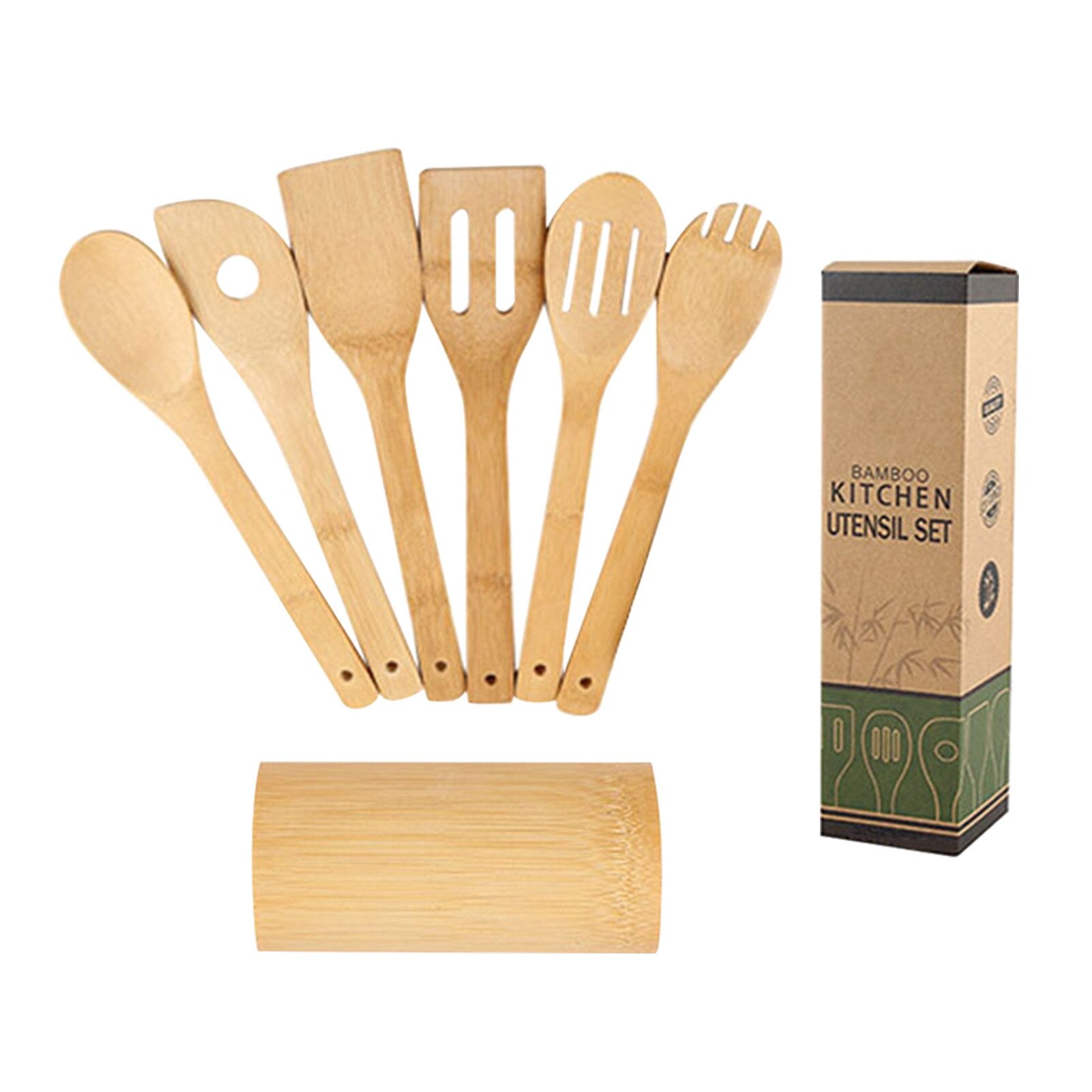 Spatula Home Mixing Frying Multifunctional Flipping Kitchen Utensil Set Bamboo With Holder Baking Spoons Stirring For Cookware