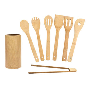 Spatula Home Mixing Frying Multifunctional Flipping Kitchen Utensil Set Bamboo With Holder Baking Spoons Stirring For Cookware