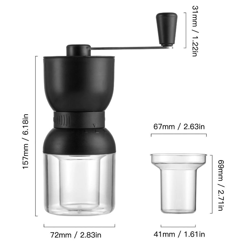 Stainless Steel Coffee Grinder Adjustable Washable Ceramic Core Handmade Mini Manual Coffee Bean Burr Grinders Mill Kitchen Tool