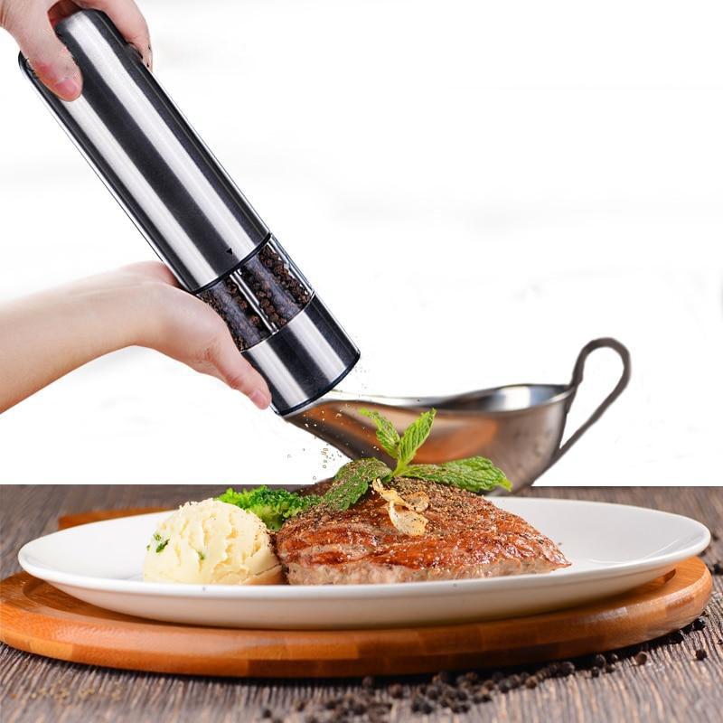 Stainless Steel Electric Salt Pepper Mill Spice Grinder Muller Kitchen Tool