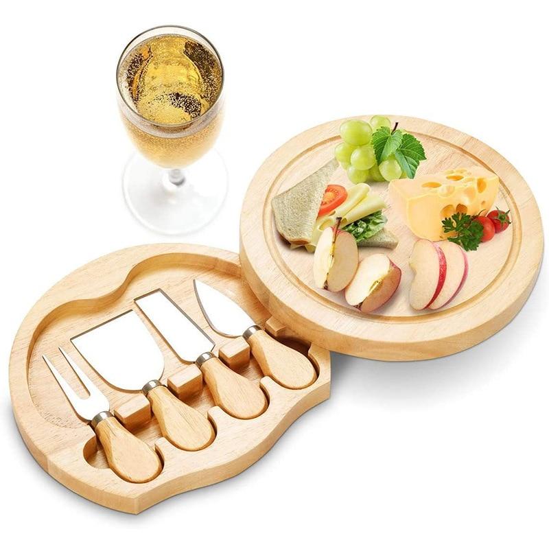 Stainless Wooden Cheese Board Wooden Cutting board Bamboo Handle Cheese Knives Board Fork Shovel Cooking Tool Kitchen Accessorie