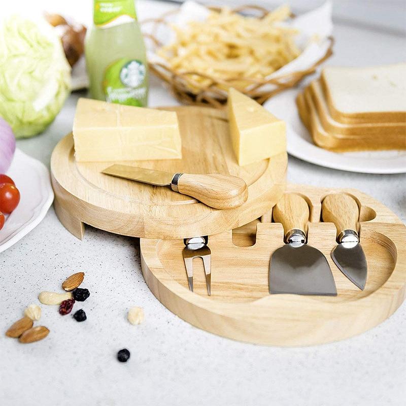 Stainless Wooden Cheese Board Wooden Cutting board Bamboo Handle Cheese Knives Board Fork Shovel Cooking Tool Kitchen Accessorie