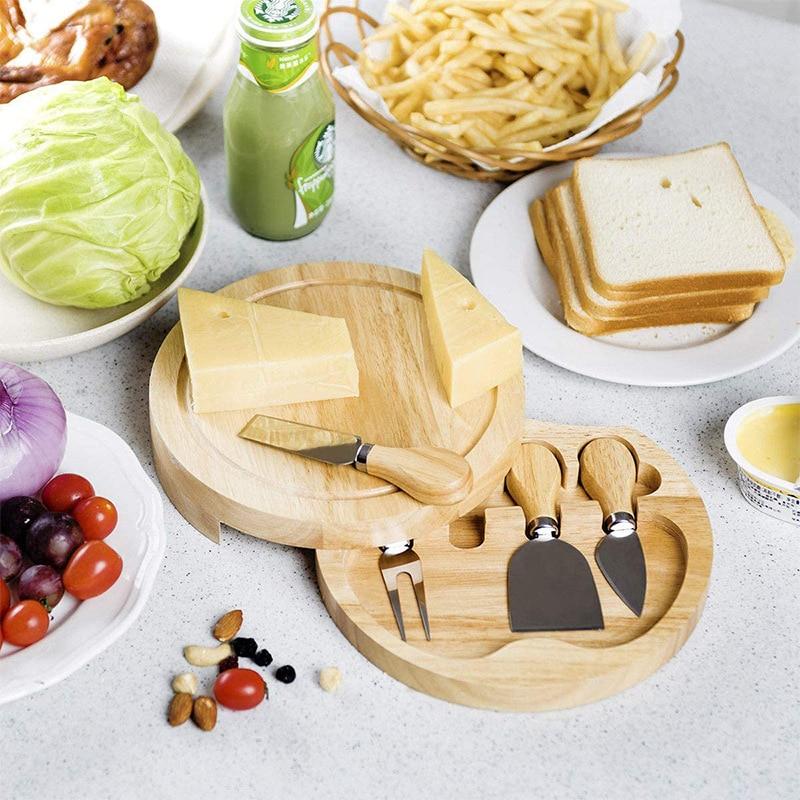 Stainless Wooden Cheese Board Wooden Cutting board Bamboo Handle Cheese Knives Board Fork Shovel Cooking Tool Kitchen Accessorie